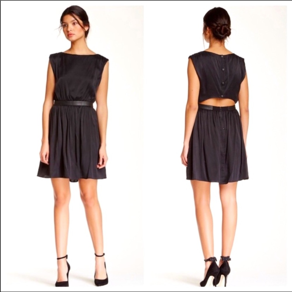 Alice + Olivia Sayah Black Silk Dress